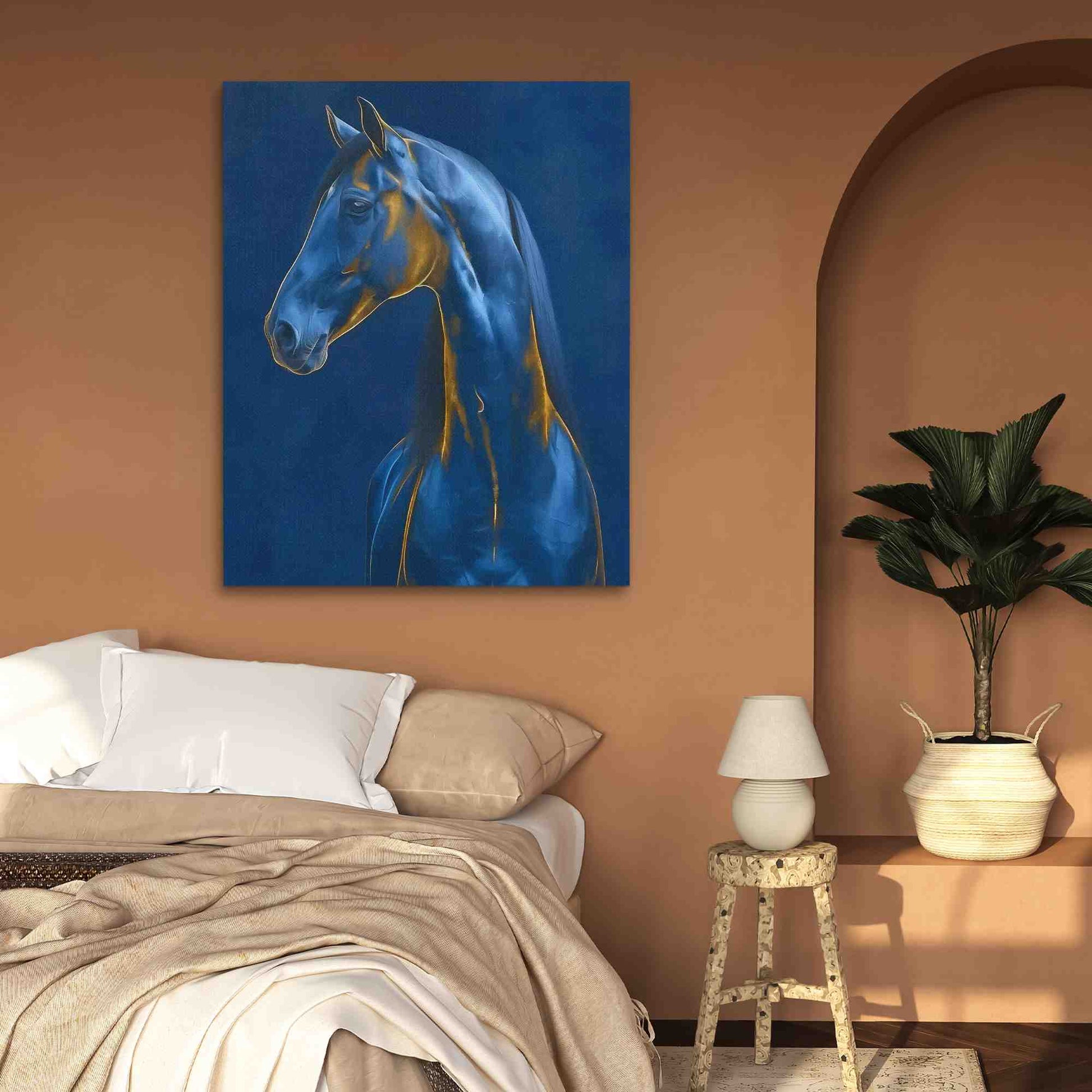 Sapphire Steed - Cobalt Wall Art in Black Frame
