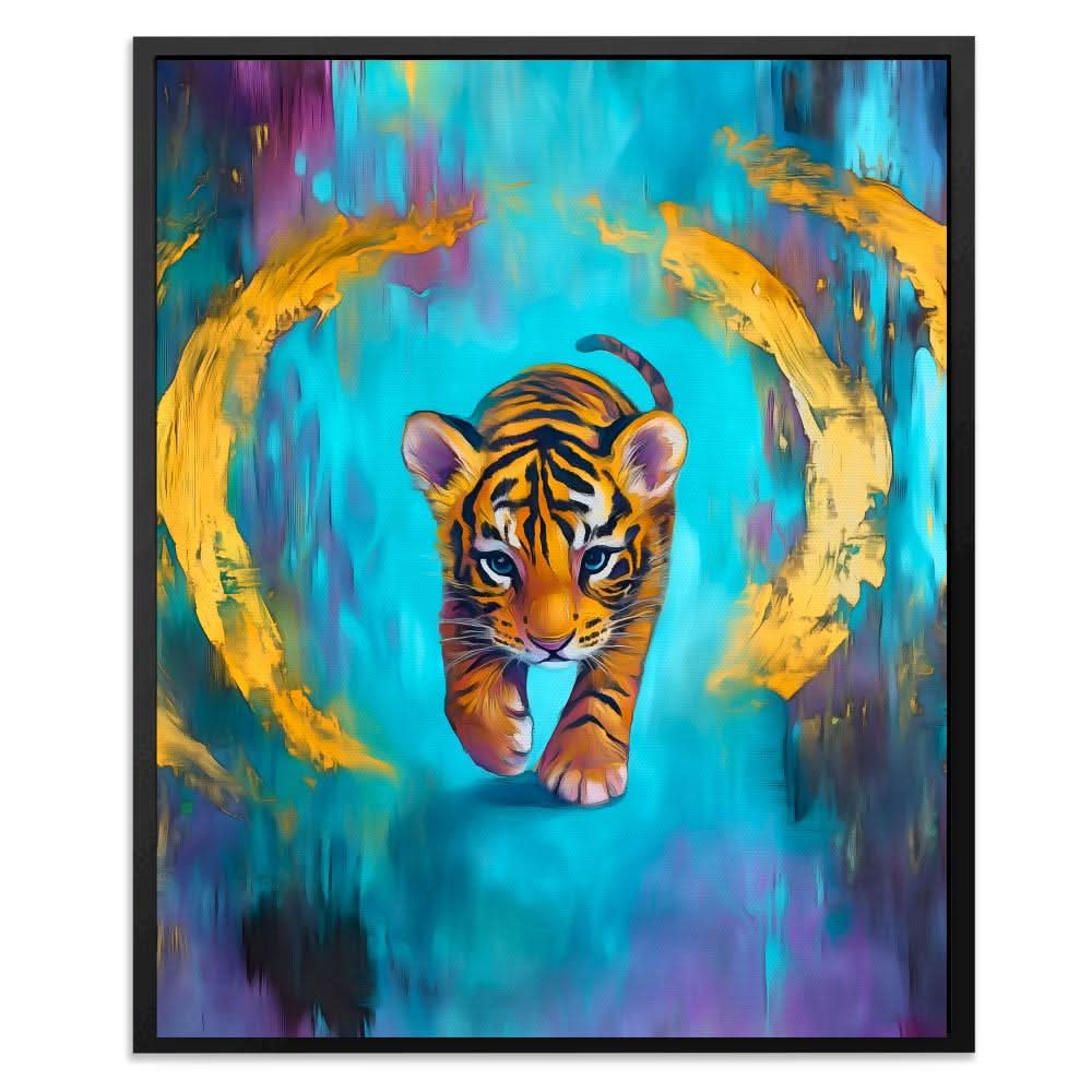 Sapphire Stripes - Blue Big Cat Canvas Print