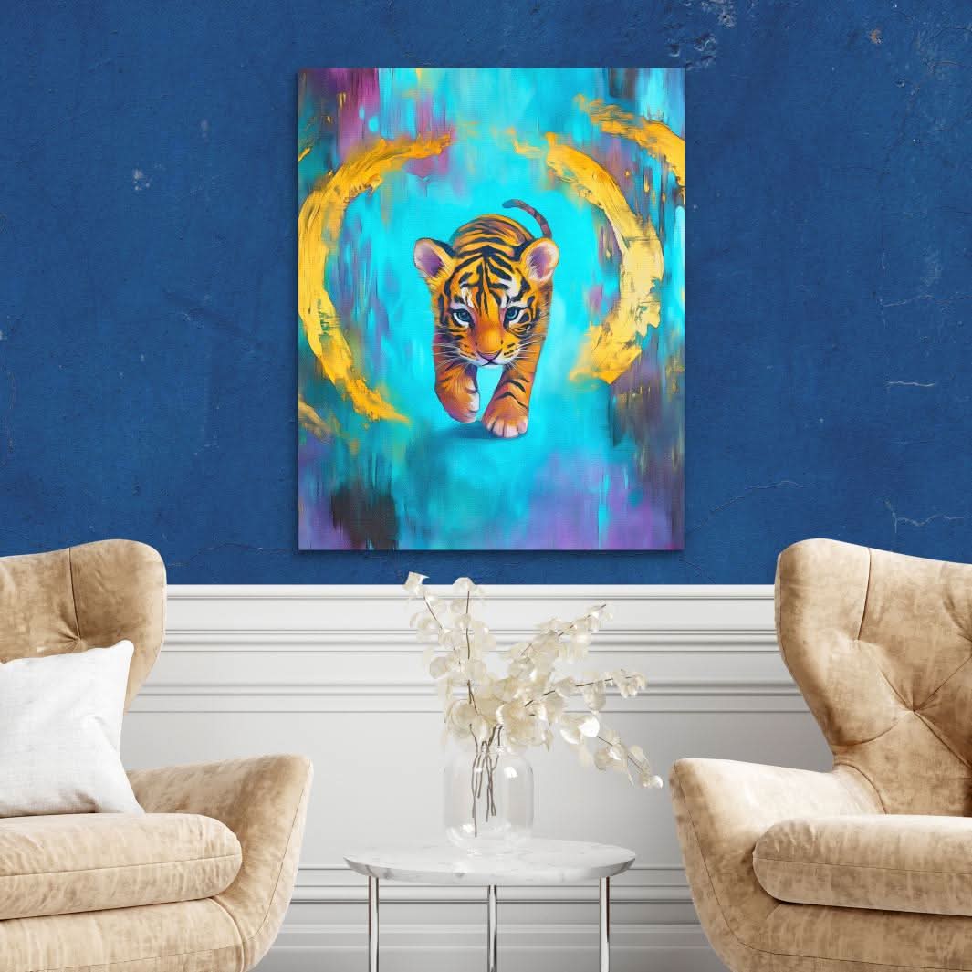 Sapphire Stripes - Large Abstract Canvas Print