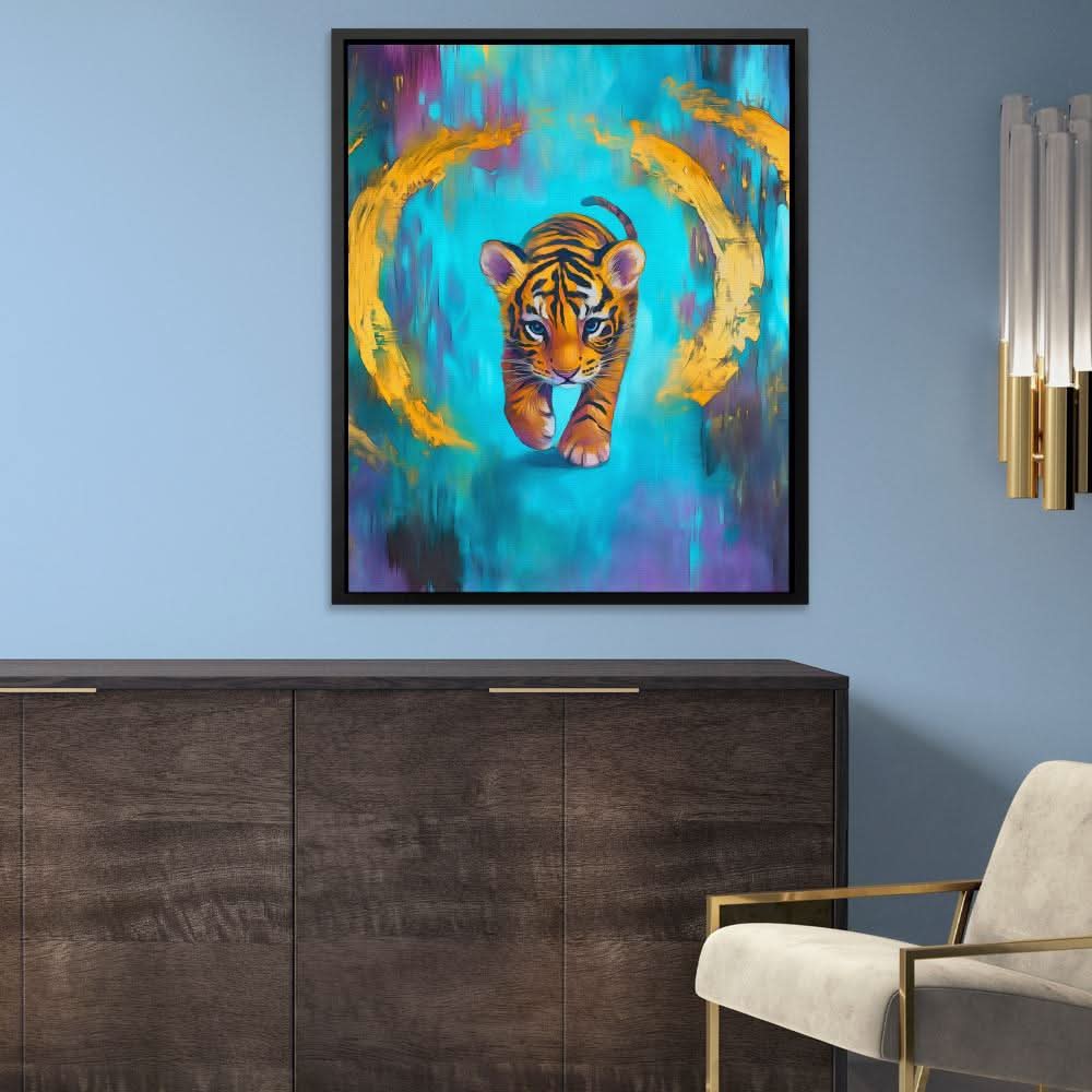 Sapphire Stripes - Abstract Blue Canvas Wall Art