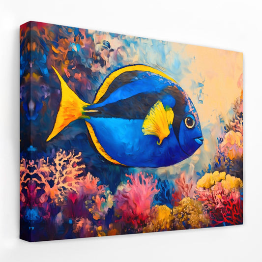 Sapphire Swimmer - Beach House Canvas Wall Art