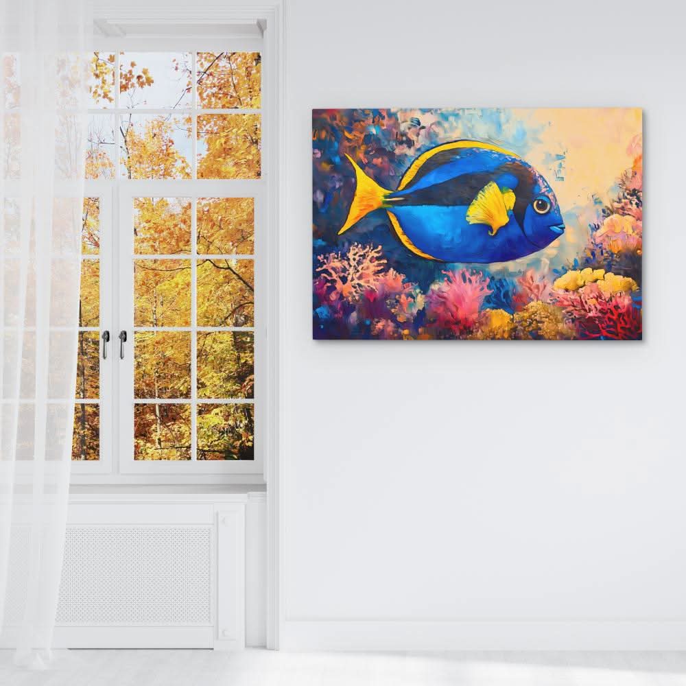Sapphire Swimmer - Blue Canvas Wall Art