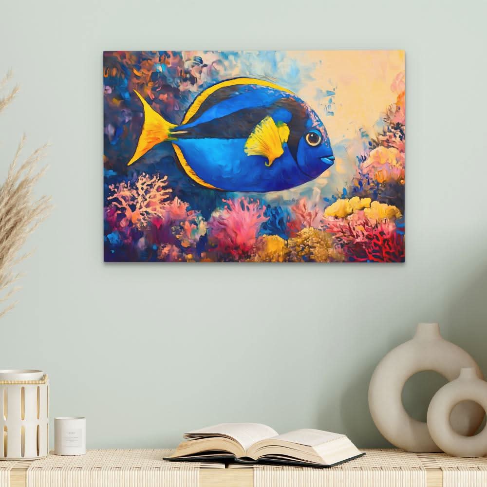 Sapphire Swimmer - Wall Art in Black Frame