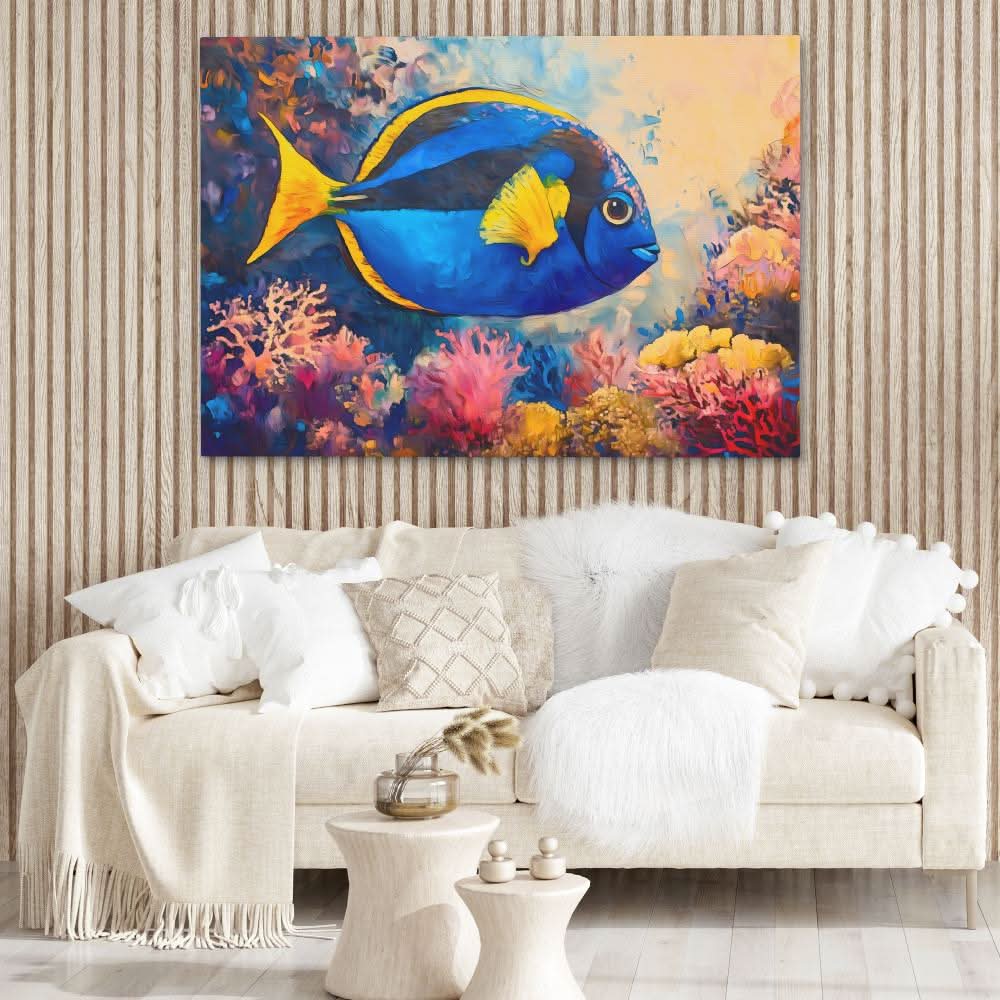 Sapphire Swimmer - Blue Coastal Canvas Print