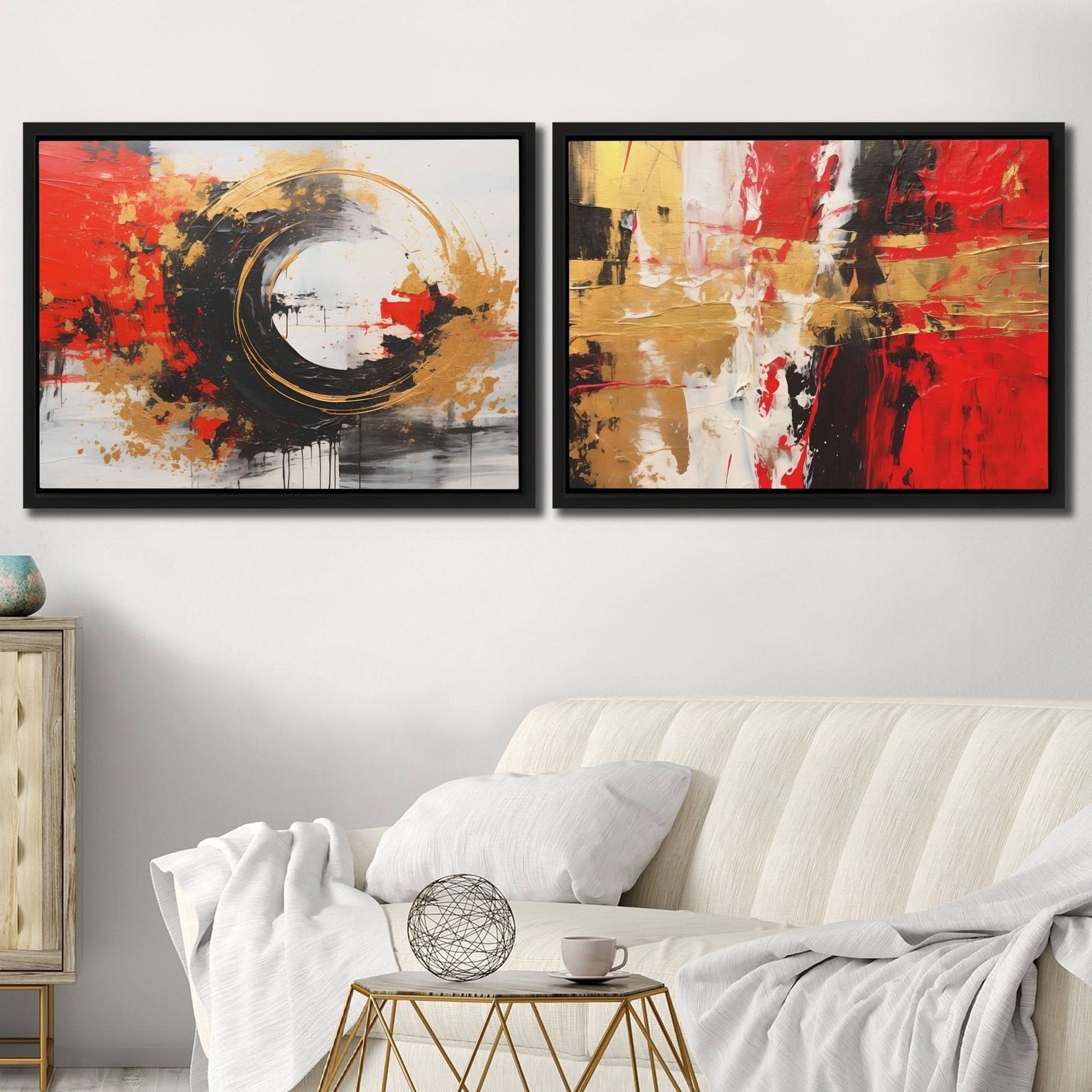 Scarlet Radiance (2) Set - Luxury Wall Art