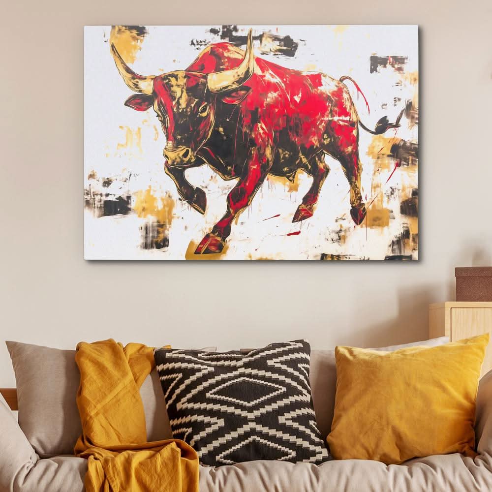 Scarlet Rampage - Abstract Gold Canvas Wall Art