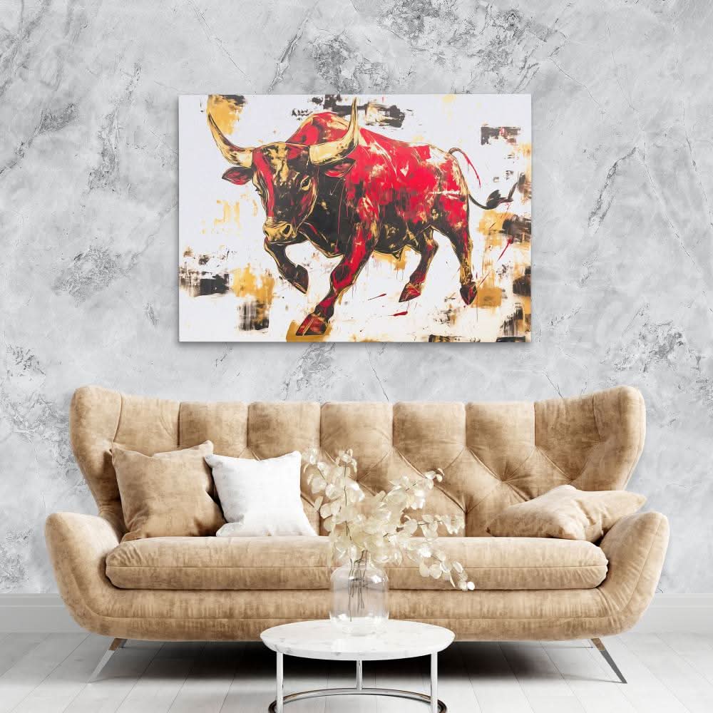 Scarlet Rampage - Abstract Wall Art in Black Frame