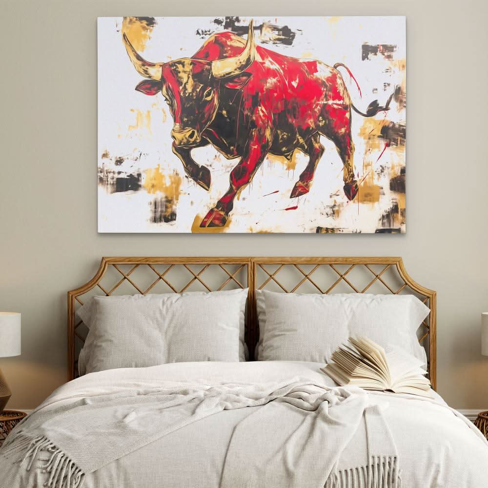 Scarlet Rampage - Gold Wall Art for Office