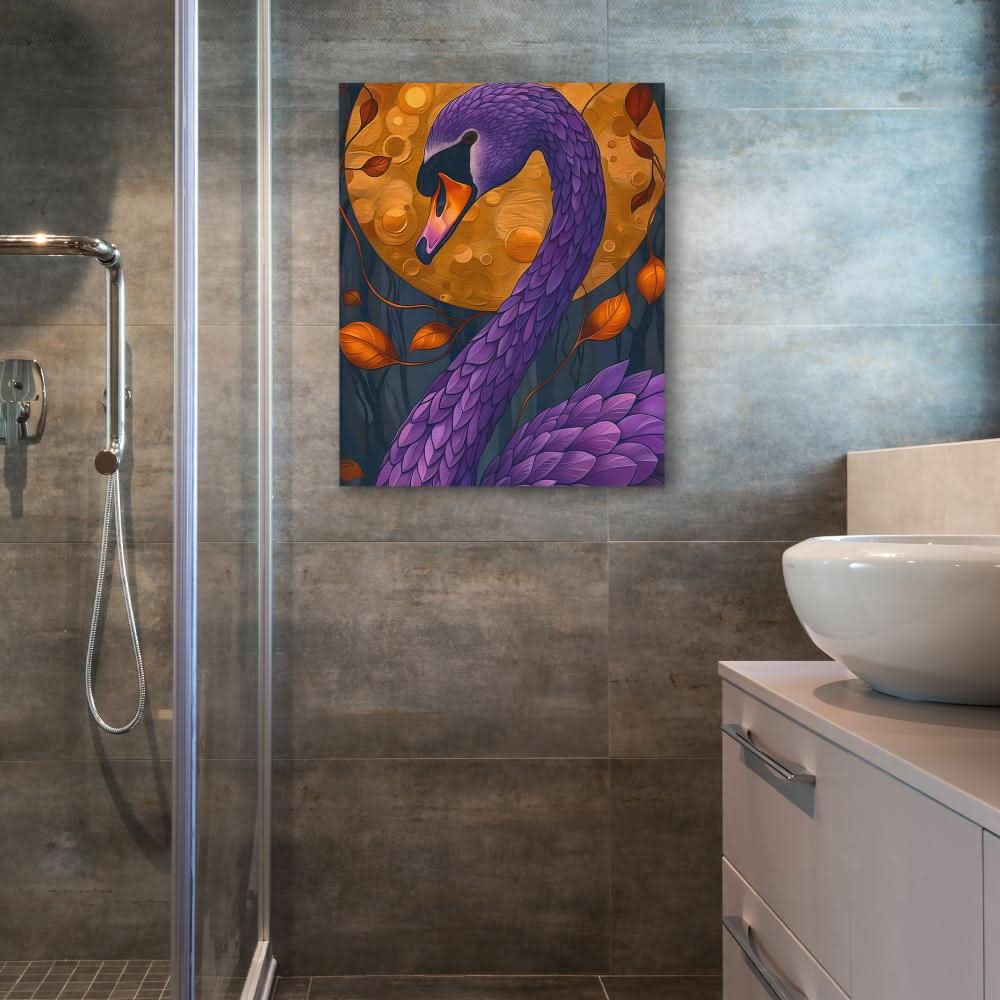 Scarlet Swan - Purple Nature Canvas Print