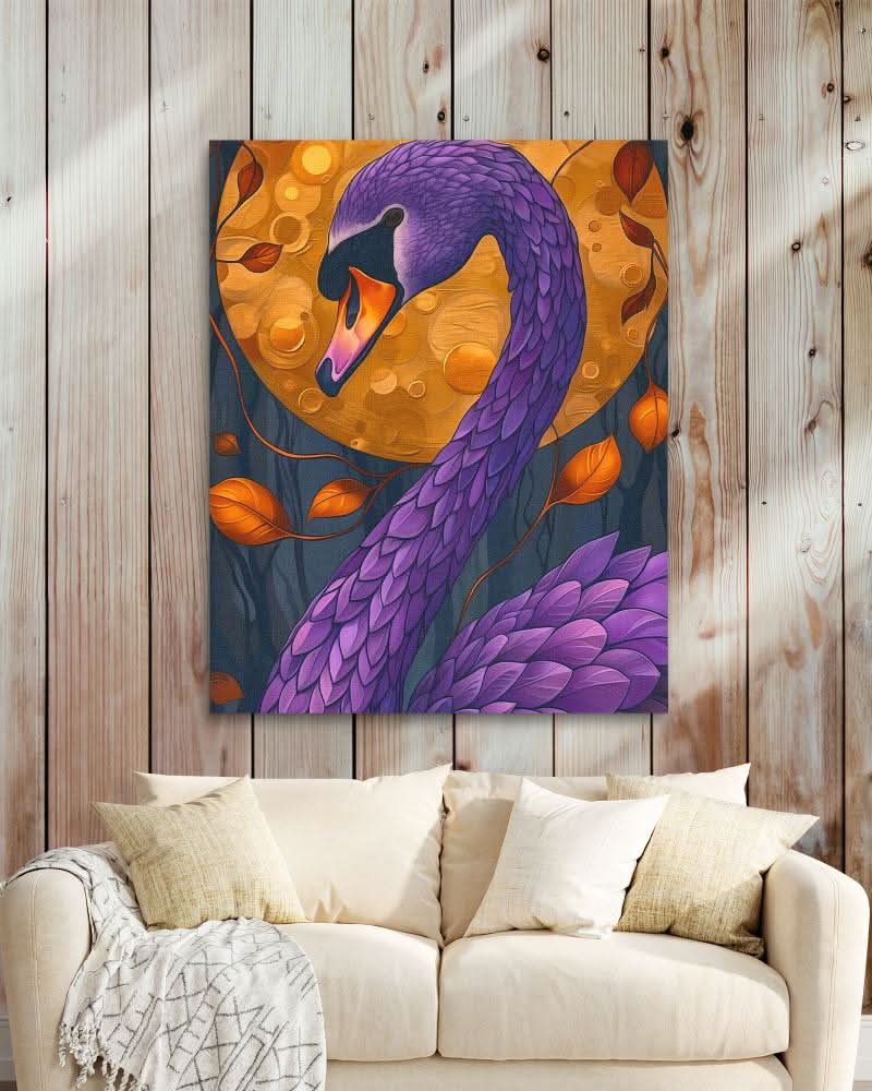 Scarlet Swan - Nature Wall Art in Black Frame