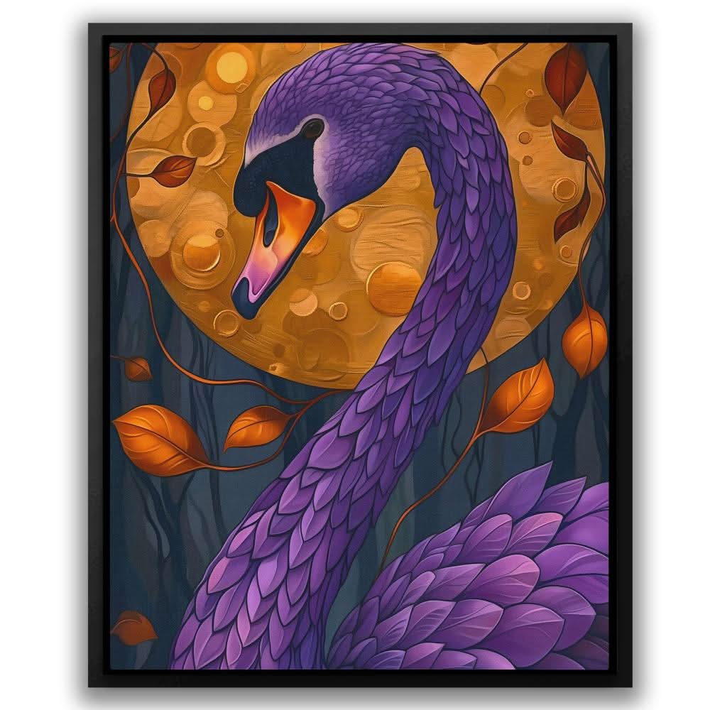 Scarlet Swan - Maximalist Purple Canvas Wall Art