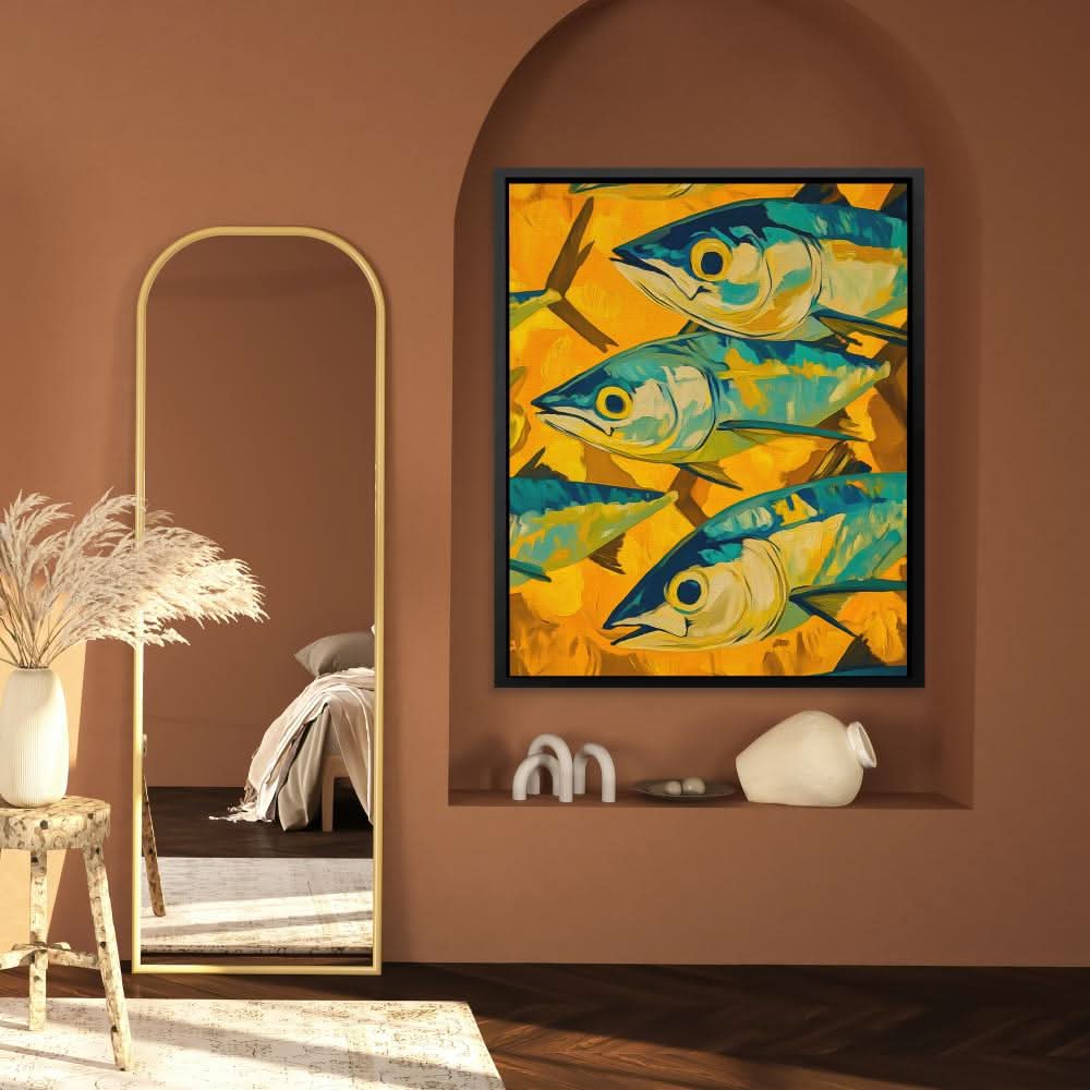 School of Shine - Coastal Wall Art in Black Frame