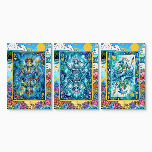 Sea Creature King Queen Jack - 3 Piece Canvas Set canvas set on white