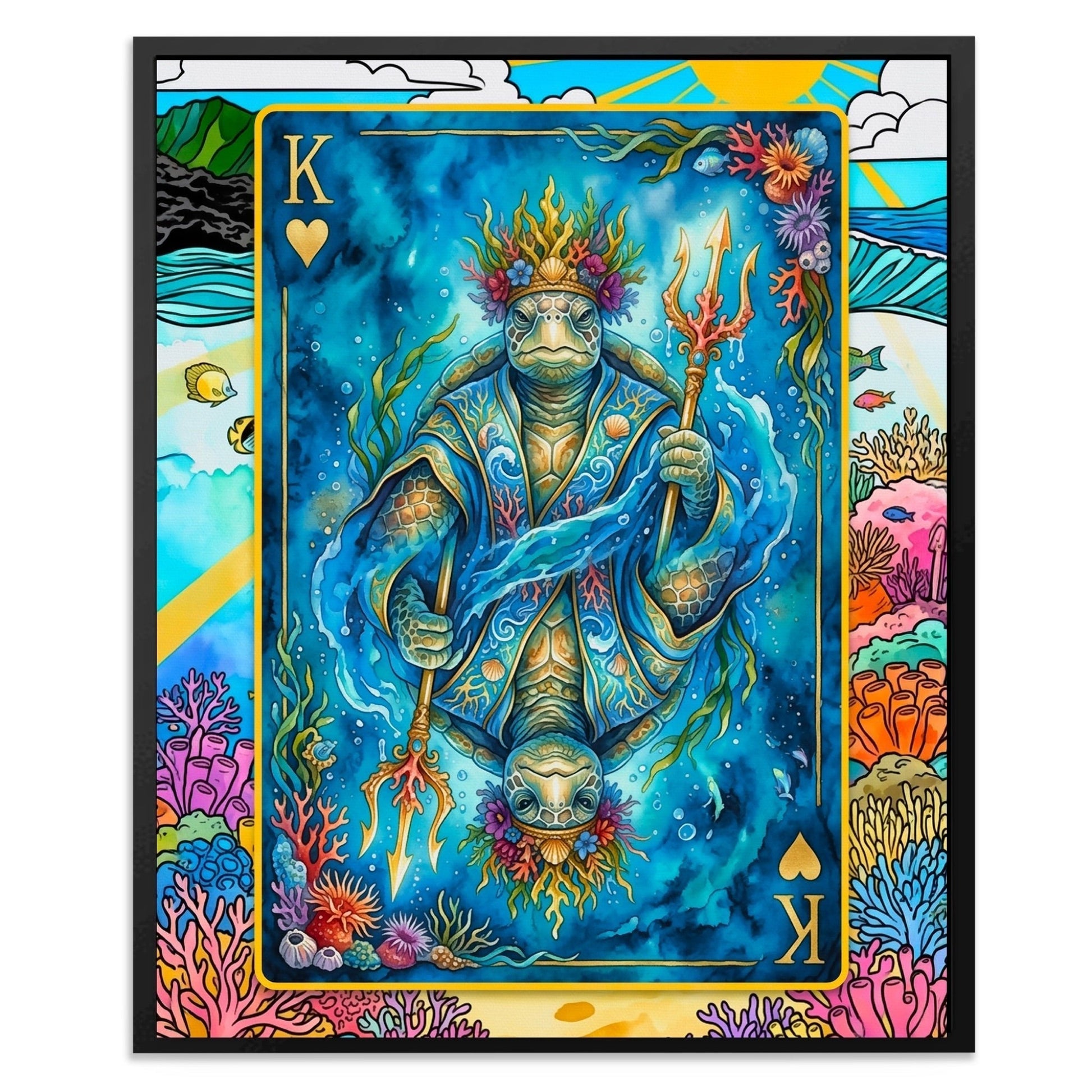 Sea Creature King Queen Jack - 3 Piece Canvas Set King