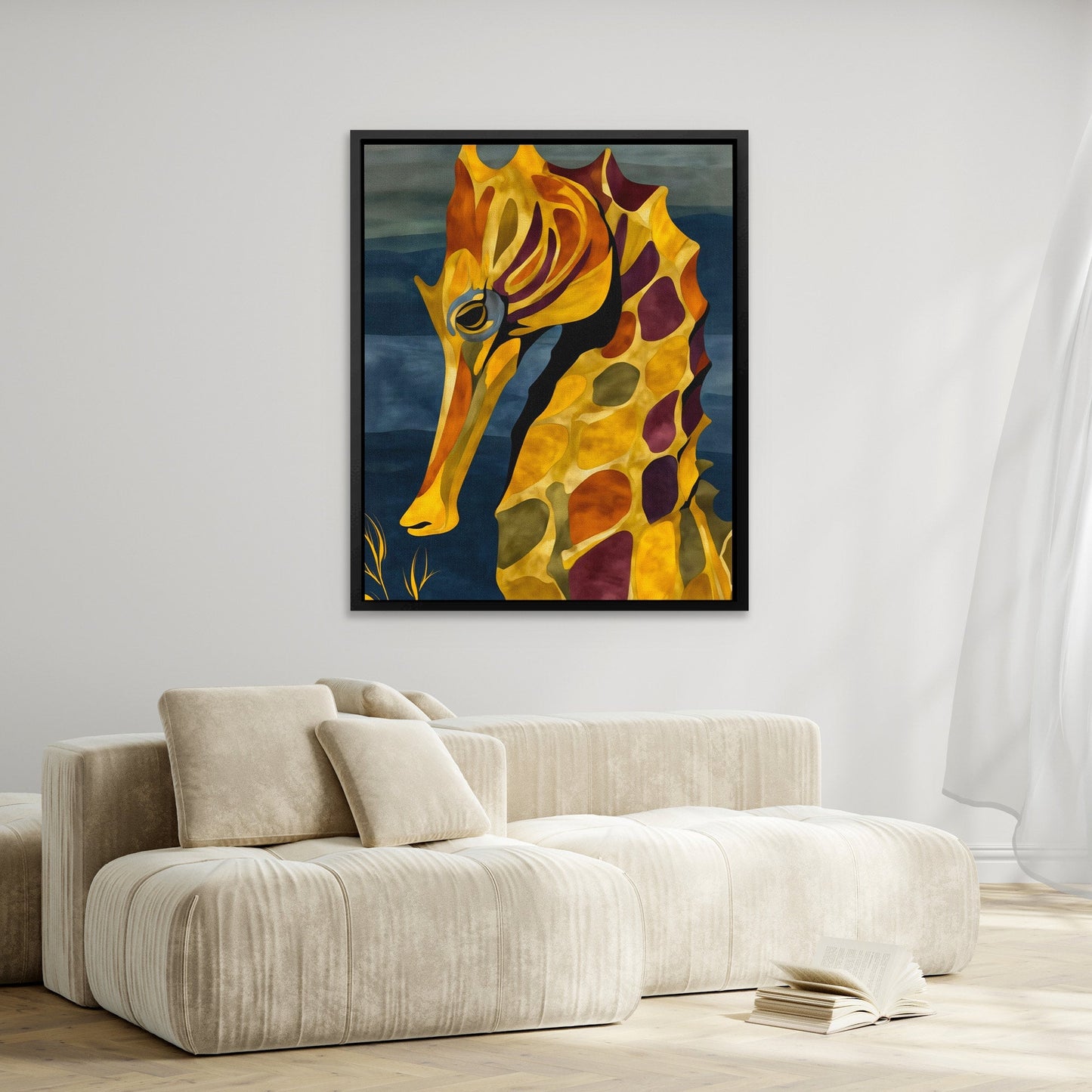 Seahorse Golden Tides - Luxury Wall Art