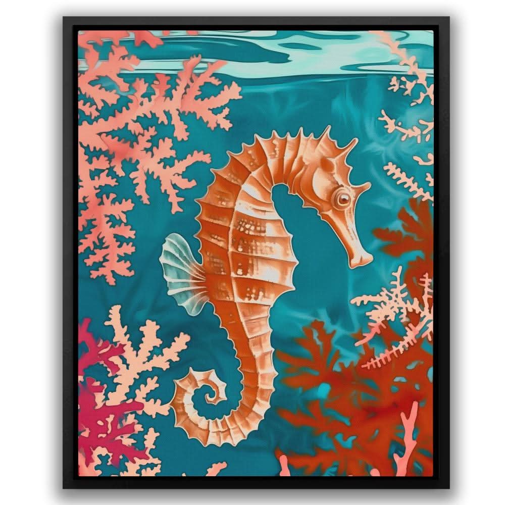 Seahorse Swimming - Large Canvas Print