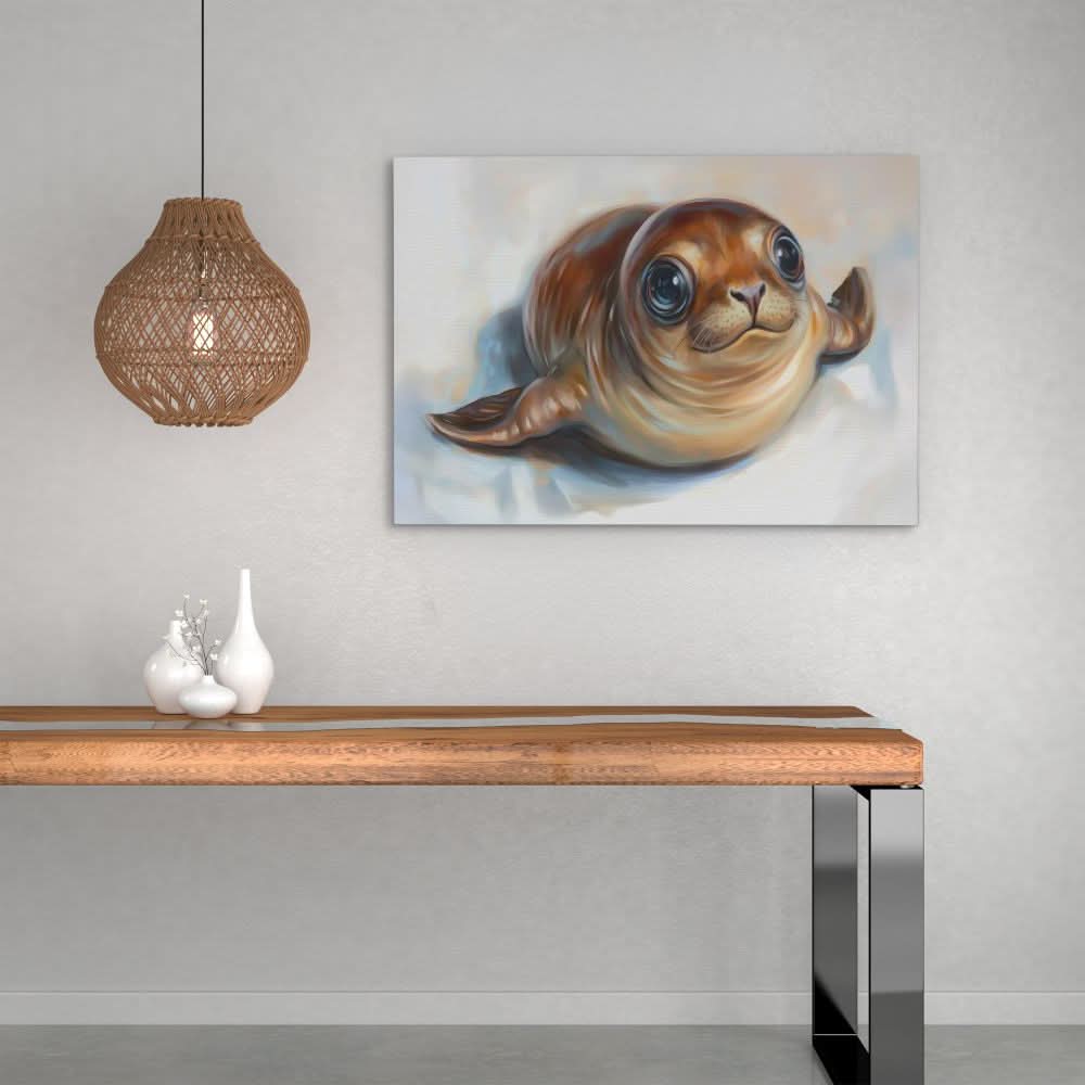 Seal in Love - Baby Animal Art for Bathroom