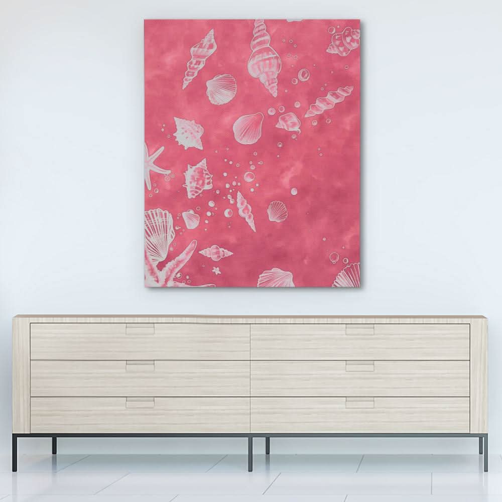 Seashell Dance - Coastal Wall Art in Black Frame