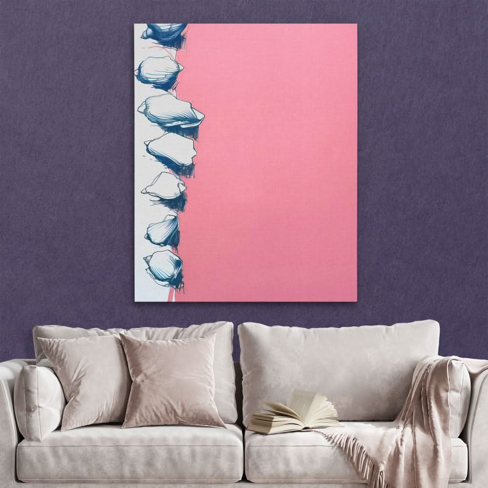 Seashell Doodle - Coastal Wall Art in Black Frame