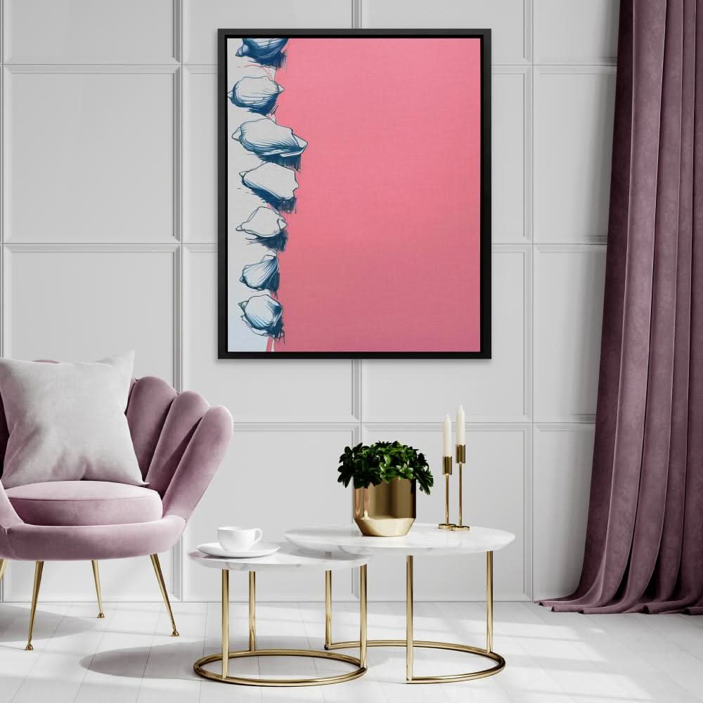 Seashell Doodle - Minimalist Pink Canvas Wall Art