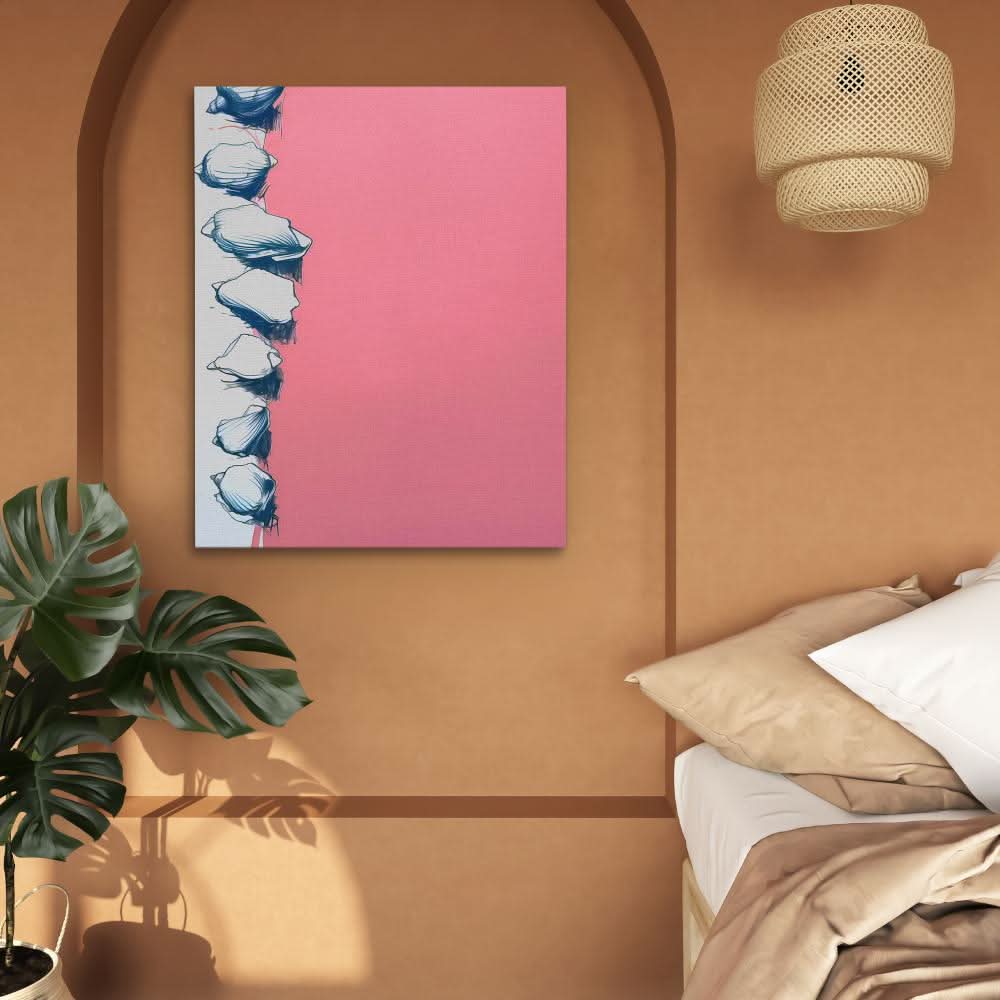 Seashell Doodle - Minimalist Wall Art in Black Frame