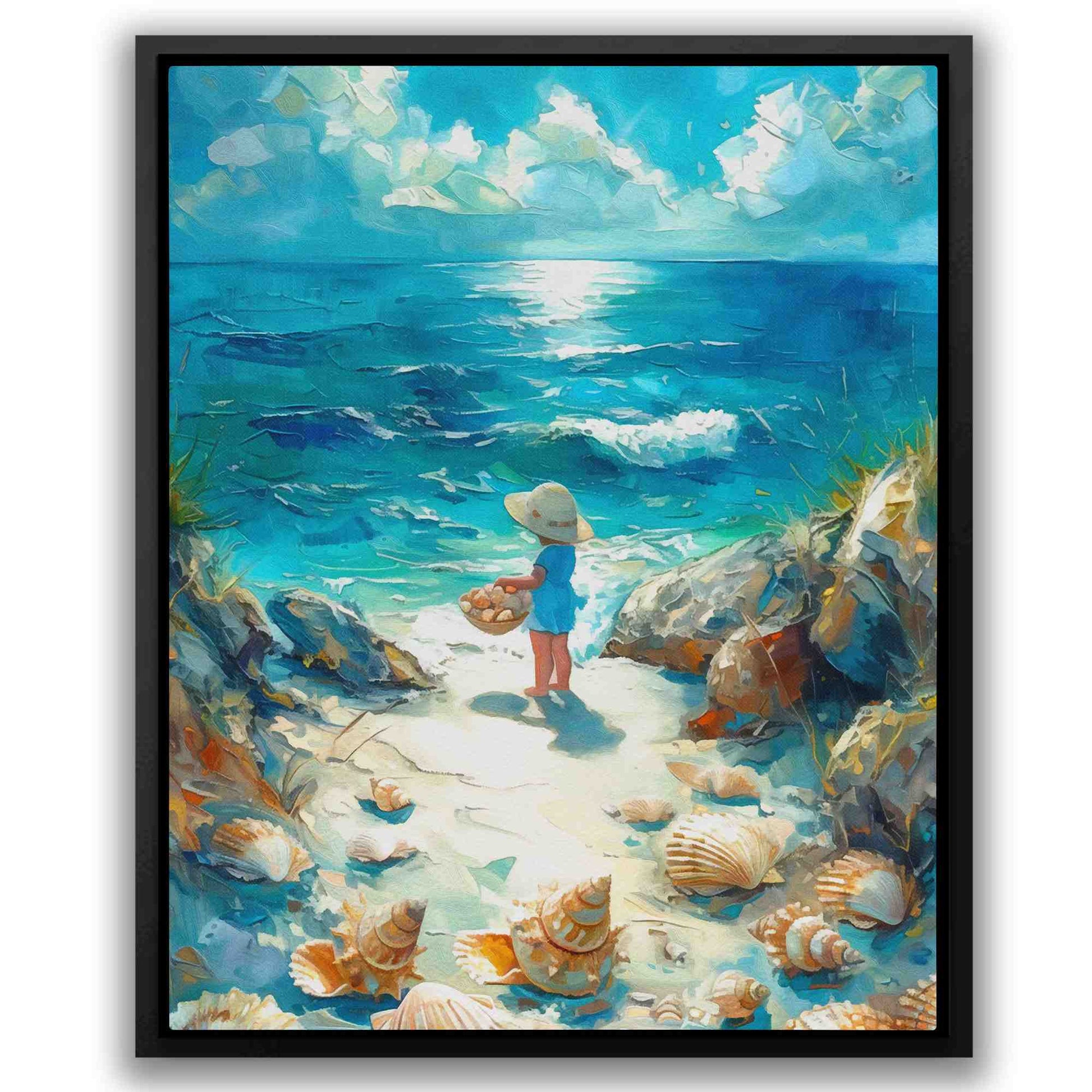 Seashell Hunting - Beach Art for Kids Room