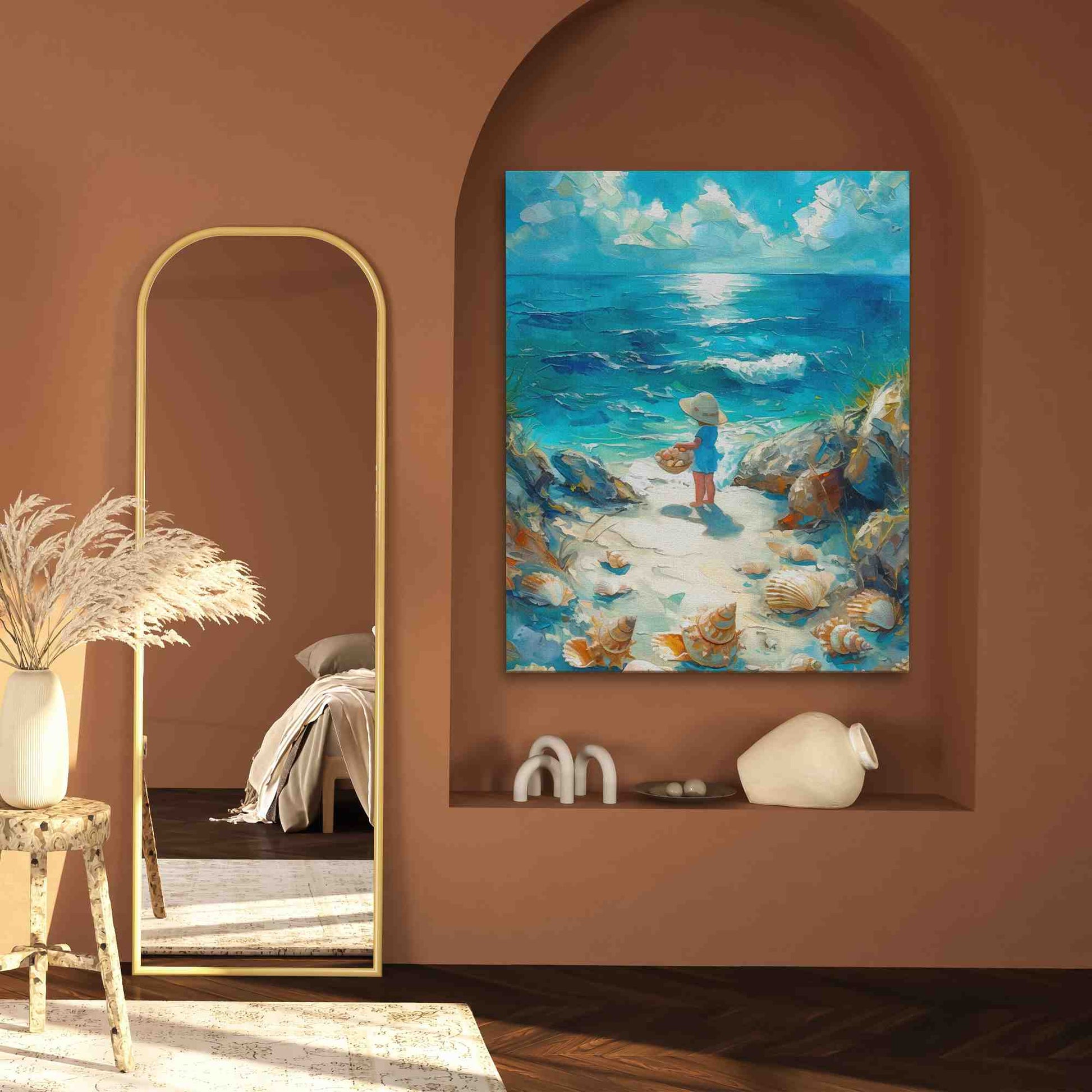 Seashell Hunting - Blue Wall Art for Nursery