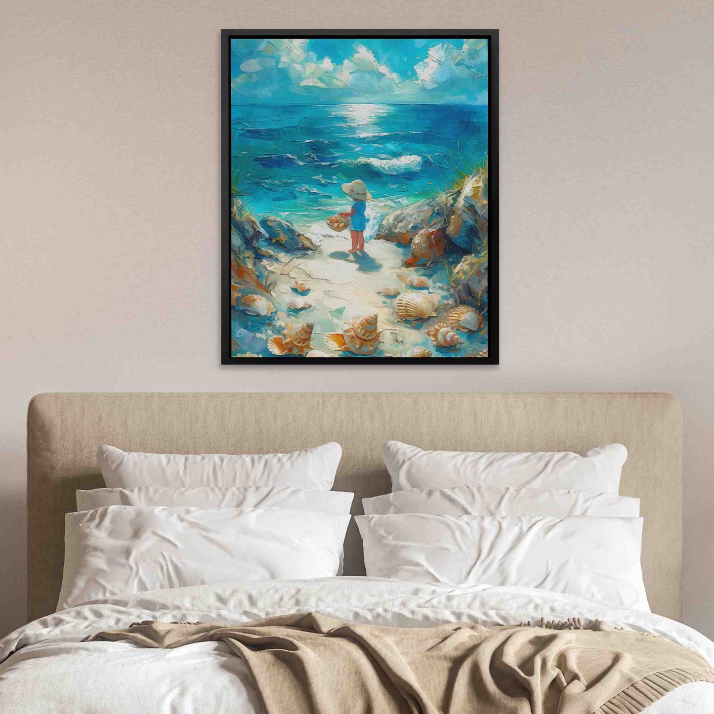 Seashell Hunting - Large Canvas Print