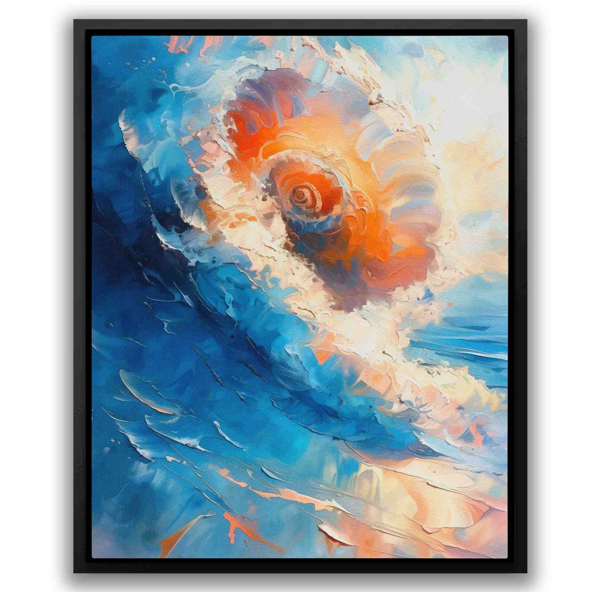 Seashell Wave - Blue Canvas Wall Art