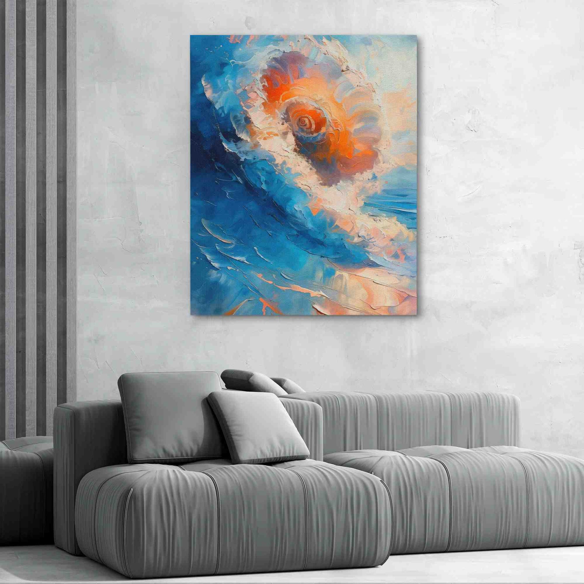 Seashell Wave - Blue Wall Art