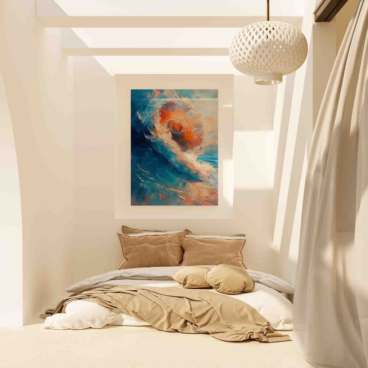 Seashell Wave - Blue Beach House Canvas Print
