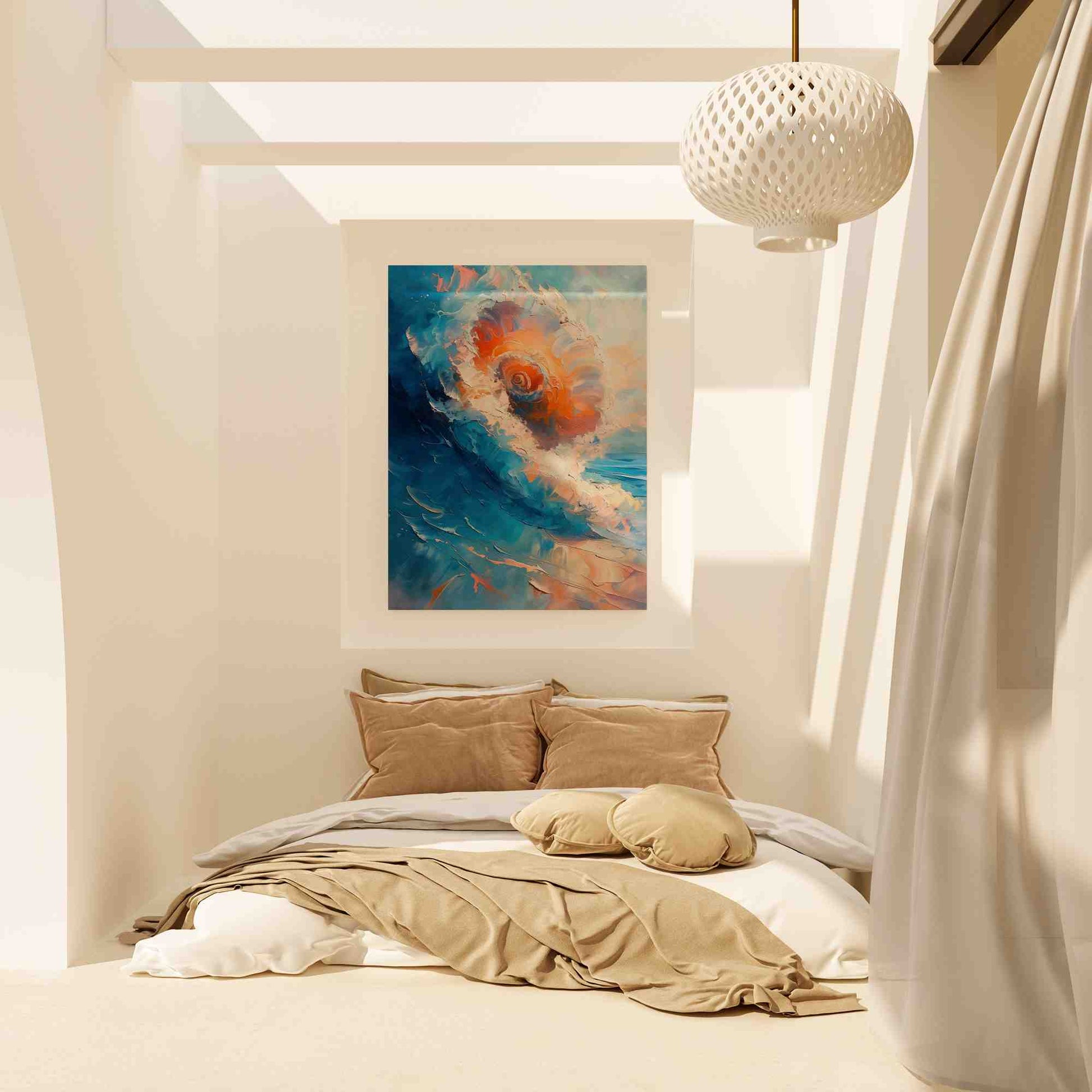 Seashell Wave - Blue Beach House Canvas Print