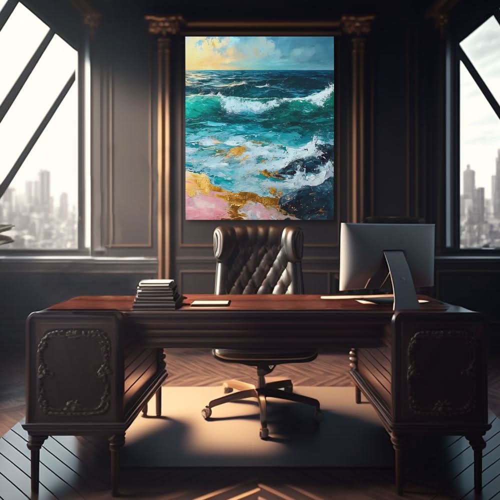 Seaside View - Abstract Blue Canvas Wall Art