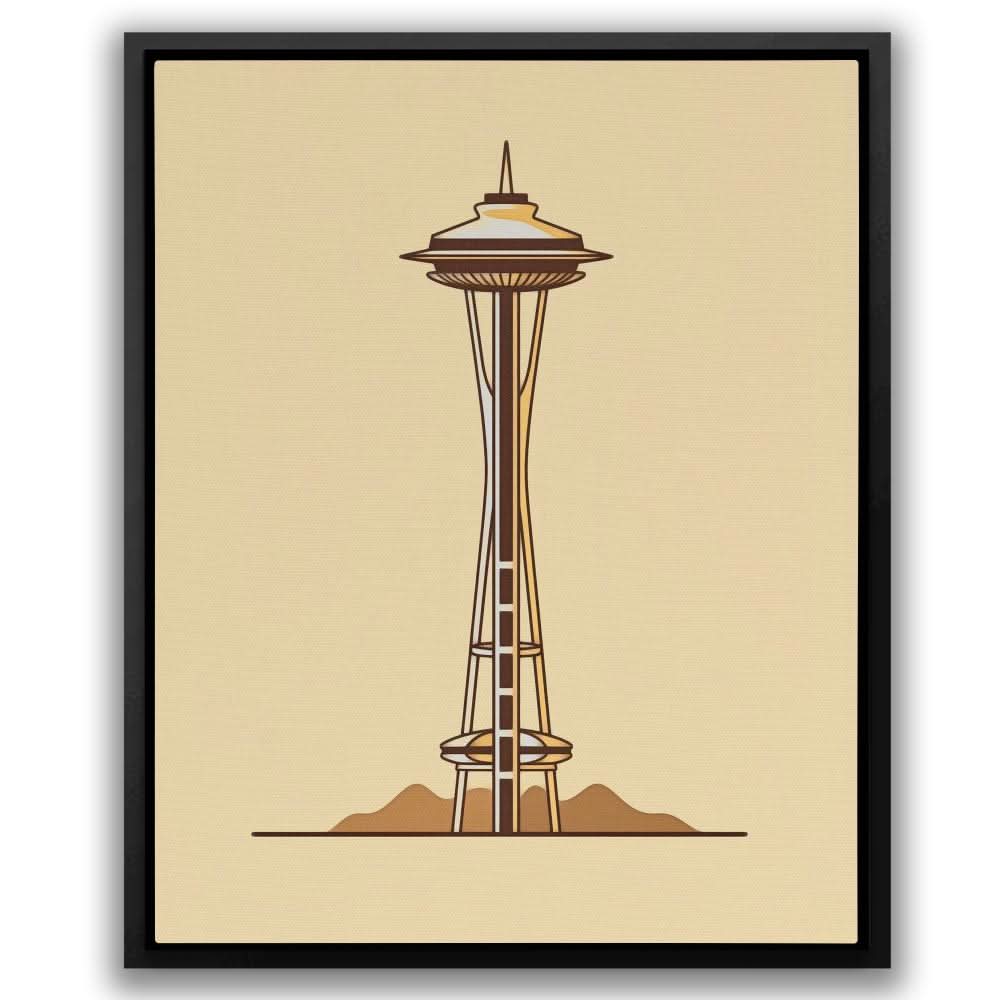 Seattle Space Needle - Neutral Cityscapes Canvas Print