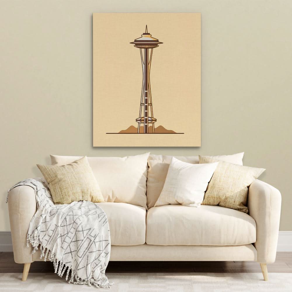 Seattle Space Needle - Cityscapes Wall Art in Black Frame