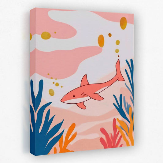 Seeking Pink Shark - Beach House Canvas Wall Art