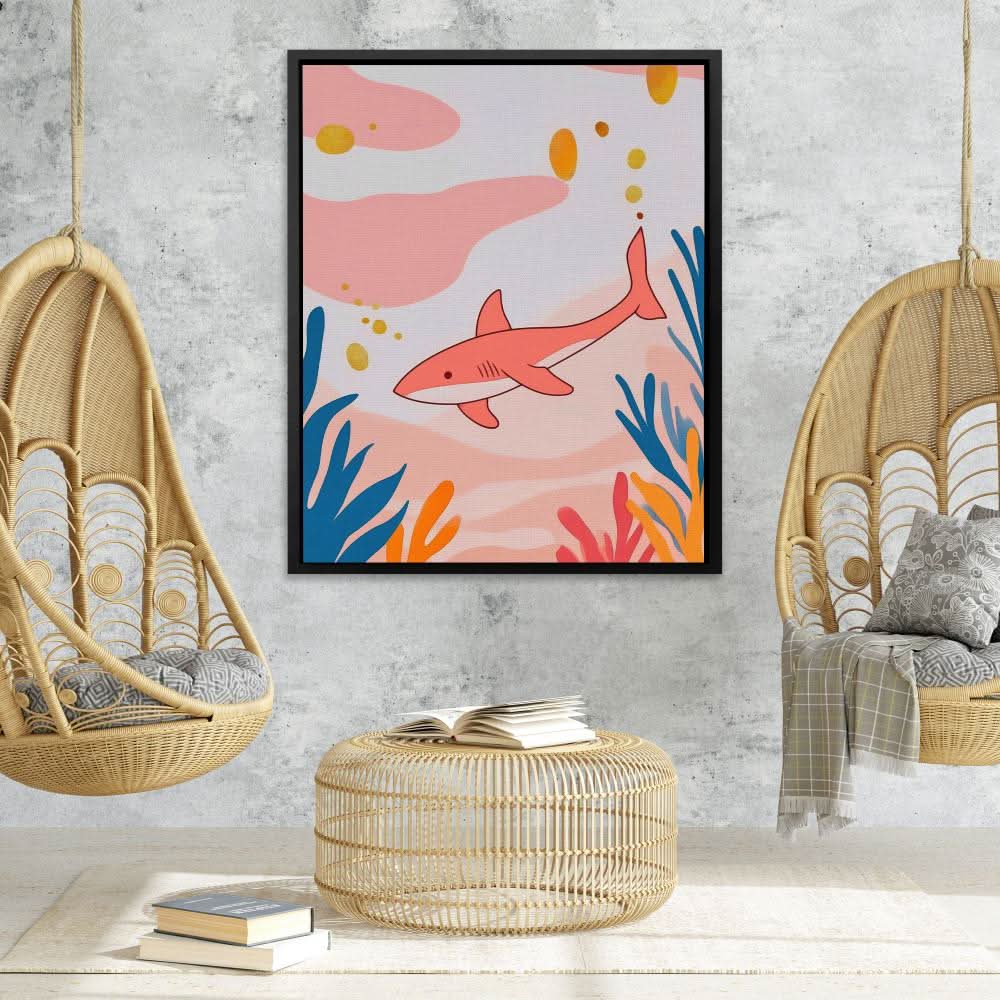 Seeking Pink Shark - Large Canvas Print