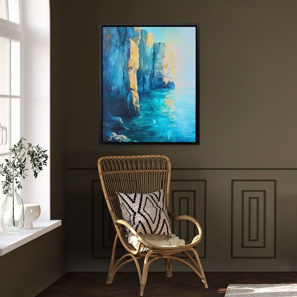 Serene Cliffs - Blue Wall Art for Bedroom