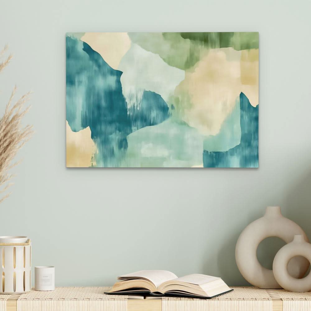 Serene Earth Tones - Abstract Wall Art in Black Frame
