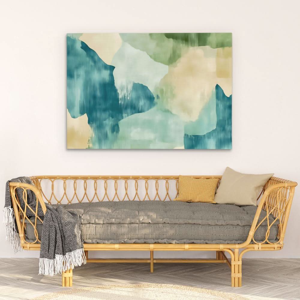 Serene Earth Tones - Entryway Wall Art in Black Frame