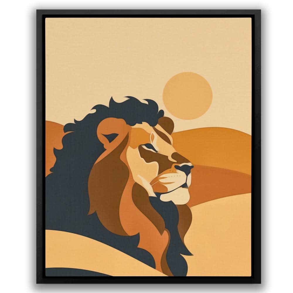 Serene Lion - Modern Neutral Canvas Wall Art