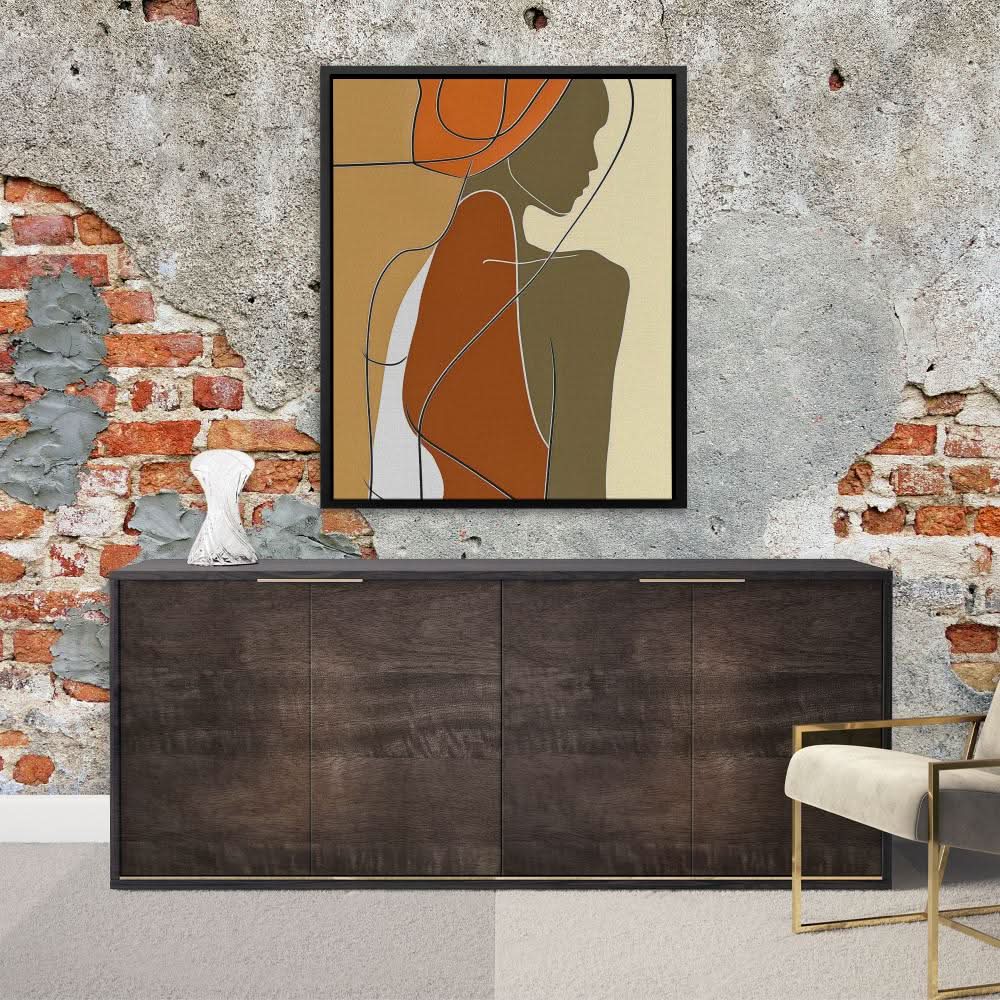 Serene Melody - Female Wall Art in Black Frame