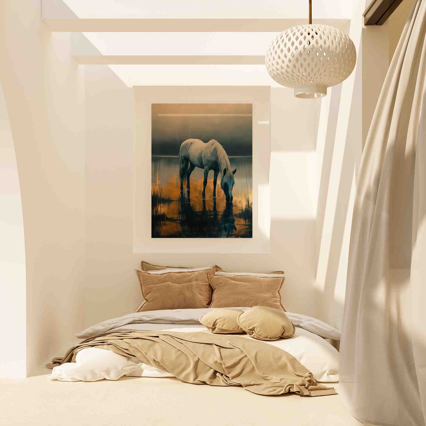 Serene Reflection - Meadow Wall Art in Black Frame