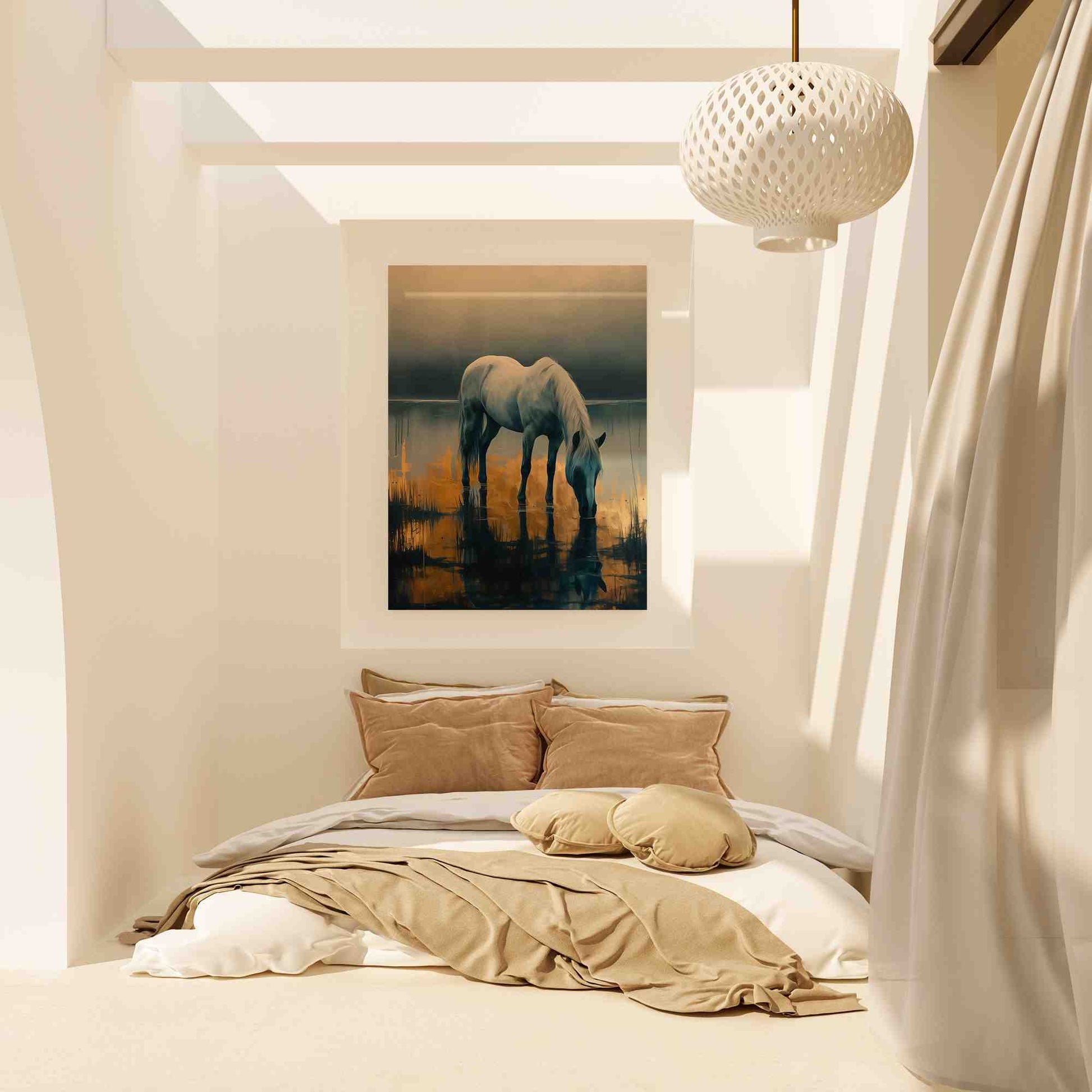 Serene Reflection - Meadow Wall Art in Black Frame