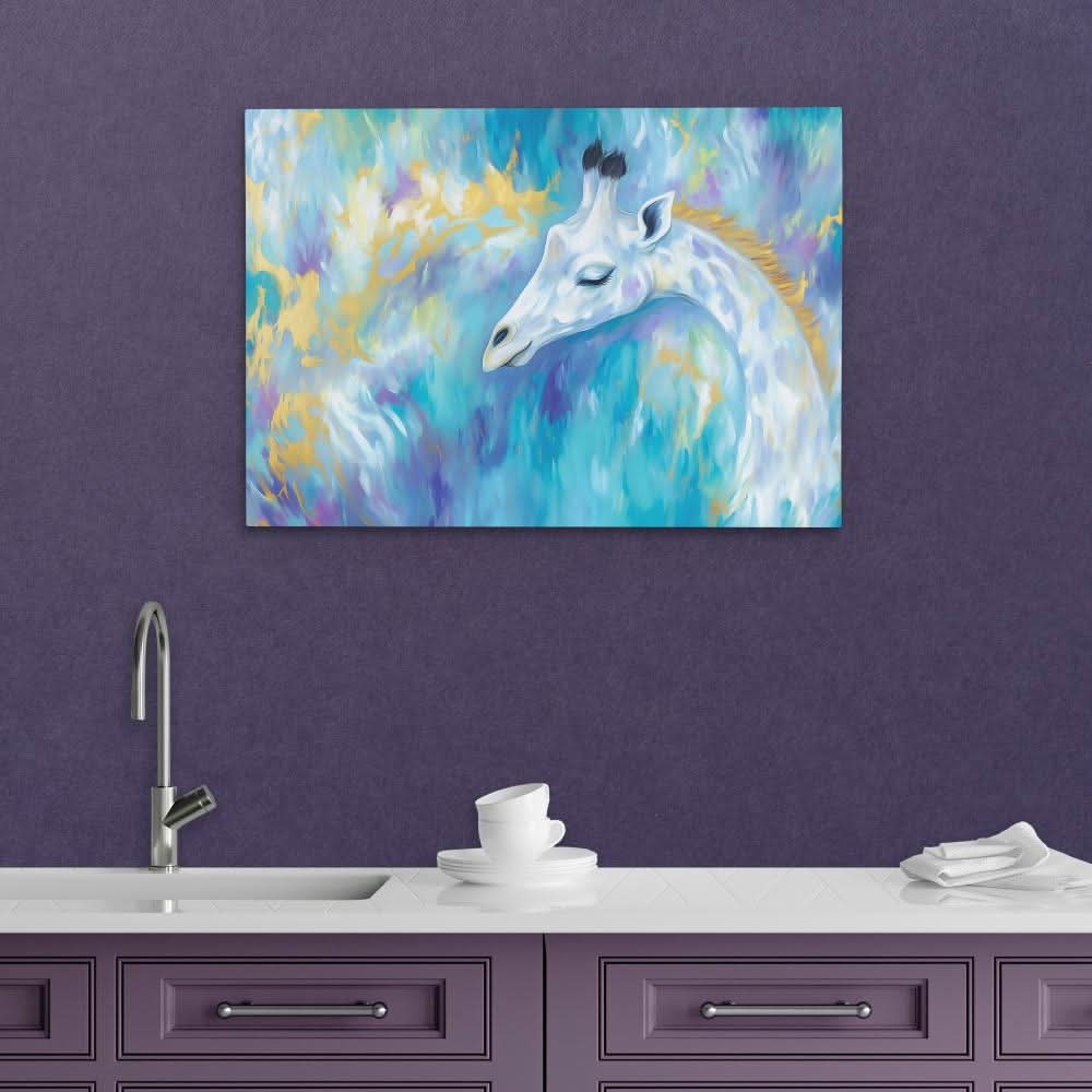 Serene Sky Giraffe - Albino Animals Art for Bedroom