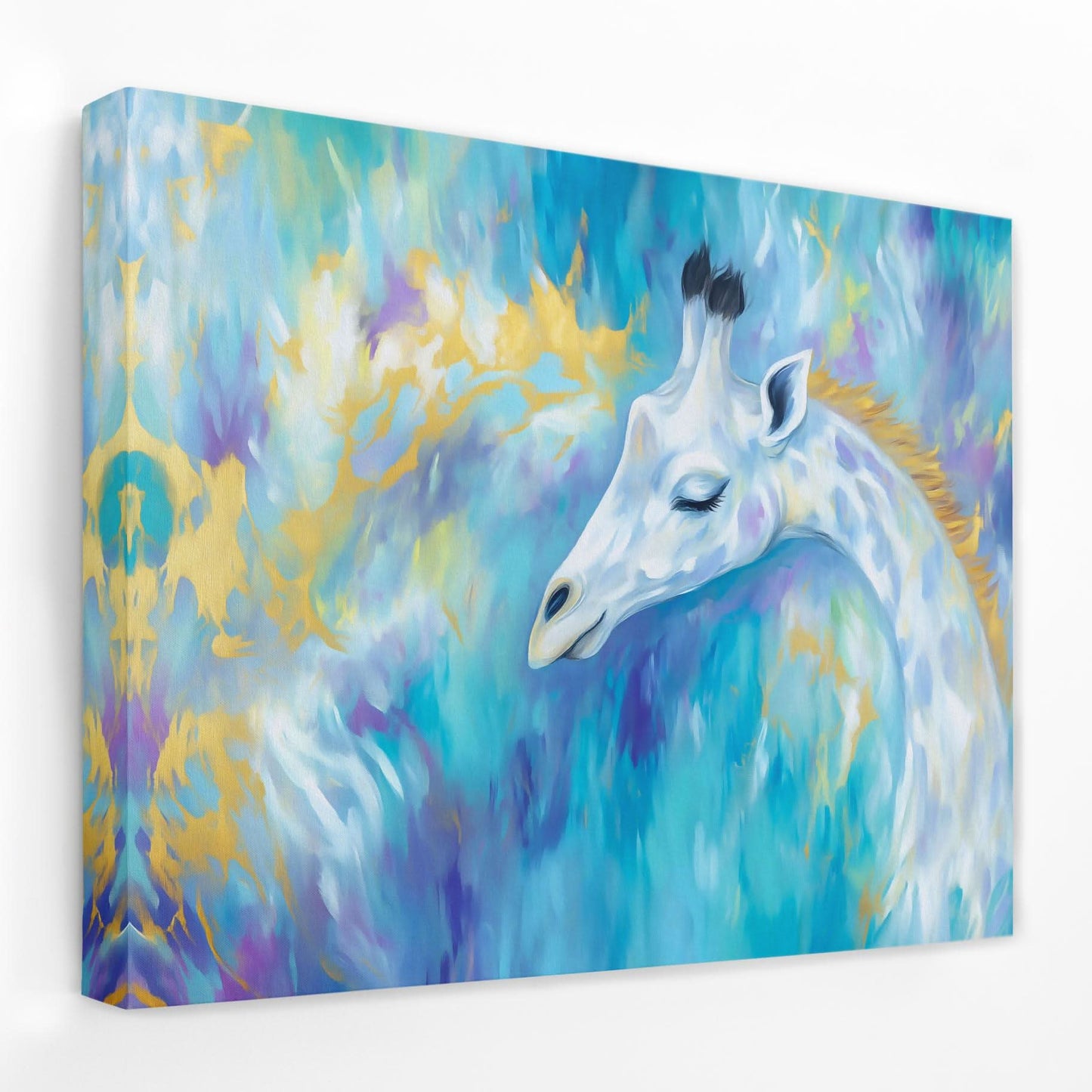 Serene Sky Giraffe - Albino Animals Canvas Wall Art