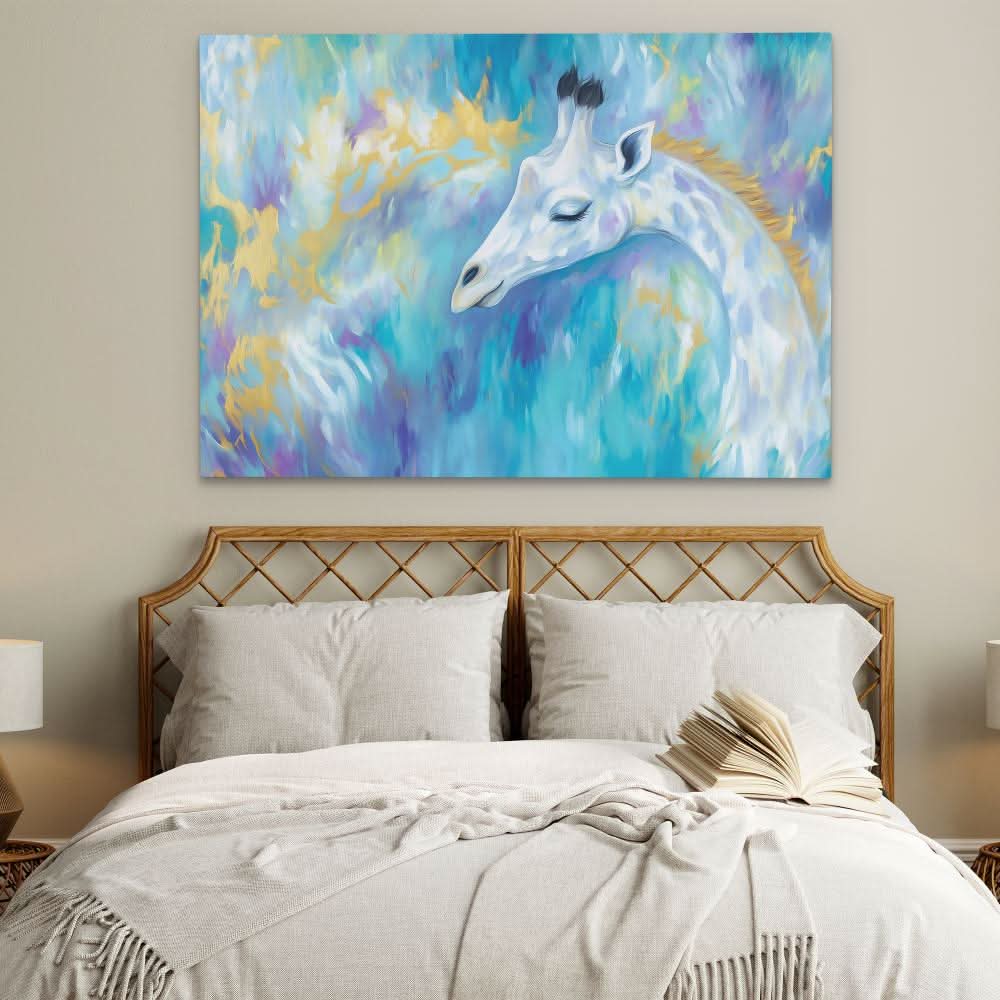 Serene Sky Giraffe - Blue Wall Art for Nursery