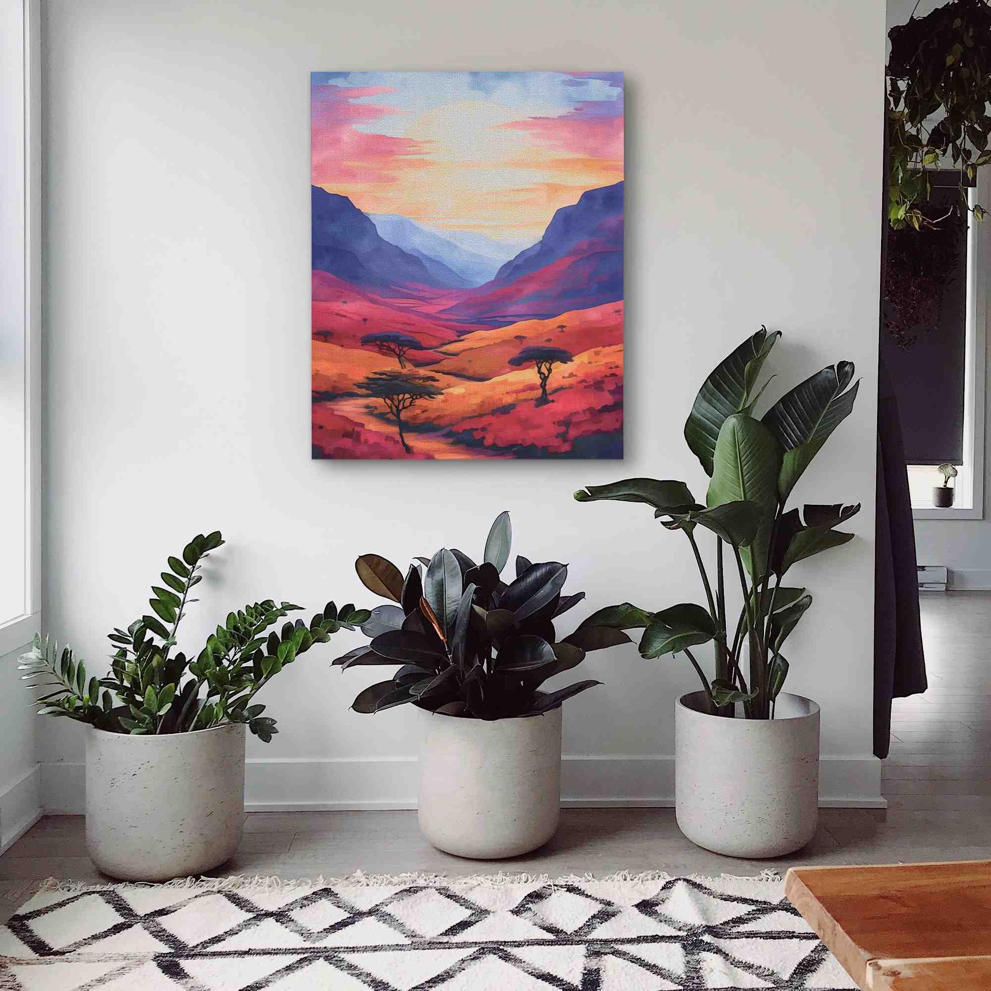 Serene Valley - Large Watercolor Canvas Print
