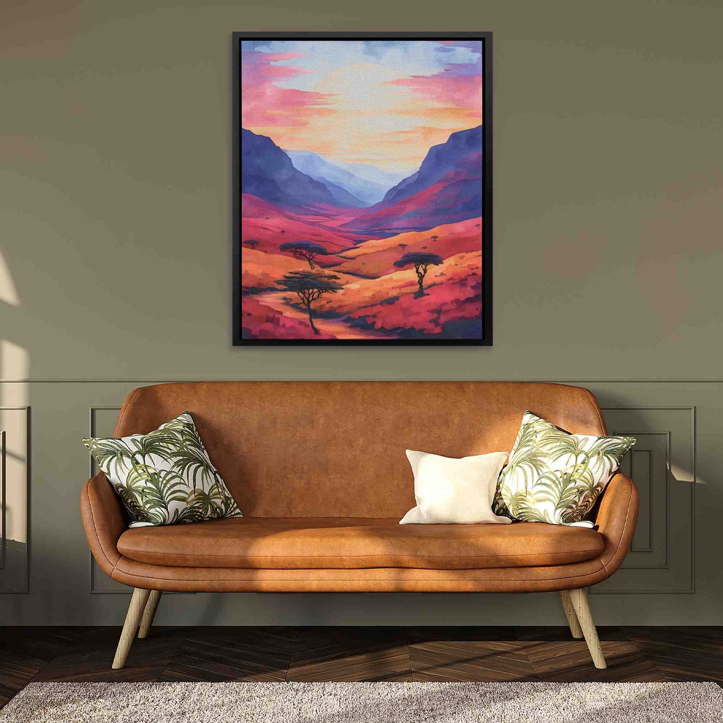 Serene Valley - Watercolor Orange Canvas Wall Art