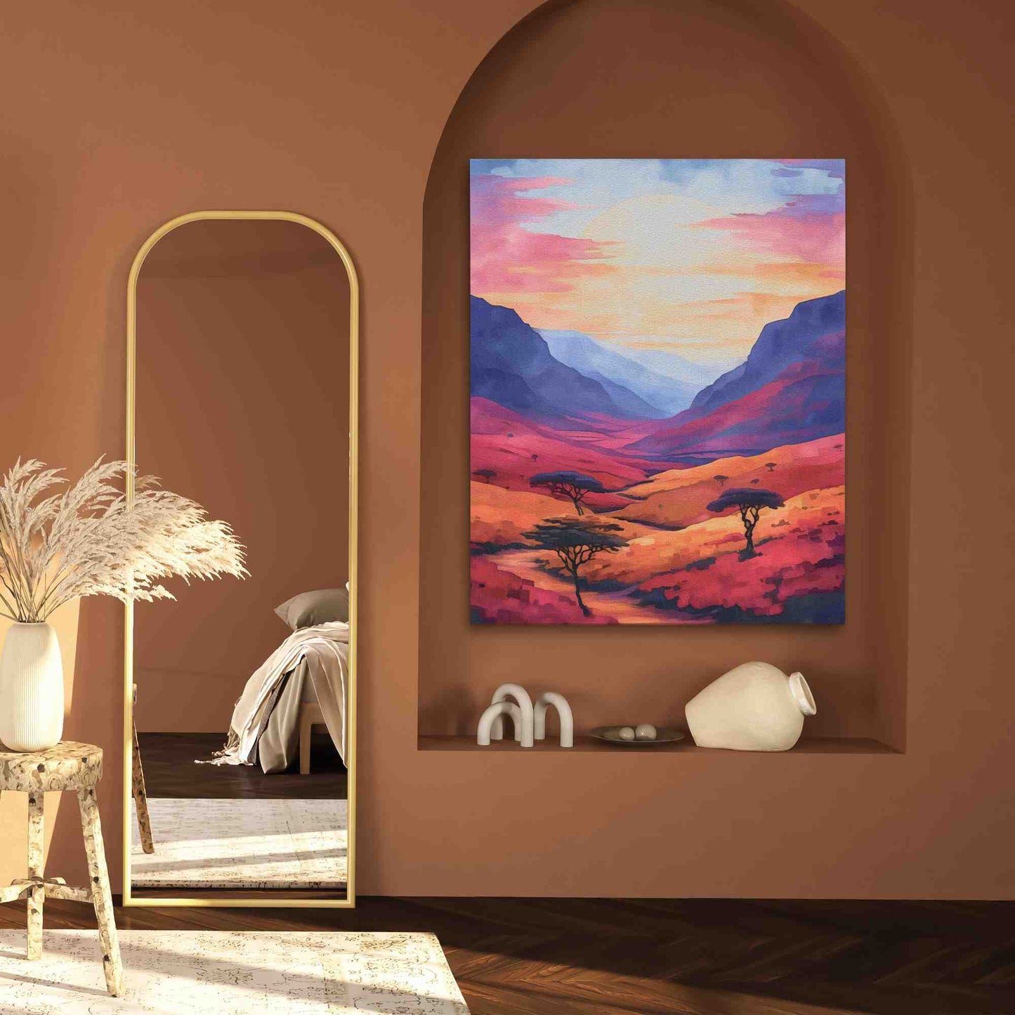 Serene Valley - Orange Mountain Canvas Print